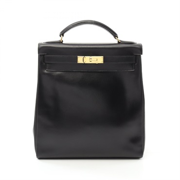 HERMES Kelly a dos GM Rucksack Backpack bag Z Box calf leather Black Used GHW