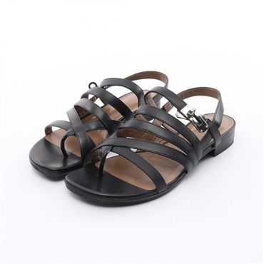 HERMES Kelly Sandals #36.5 shoes leather Black Used