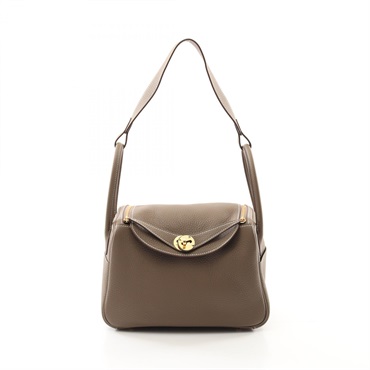 HERMES Lindy 26 2way Shoulder Bag Clemence leather Brown Etoupe Grey Used GHW