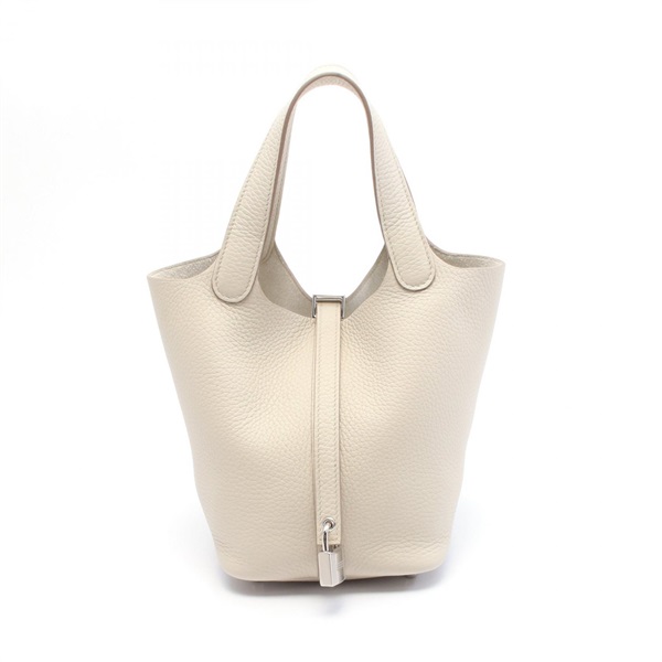 HERMES Picotin Lock PM Hand bag K Taurillon Clemence Beton Used SHW