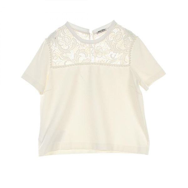 Miu Miu T-shirt #S short sleeves blouse Rayon Nylon White Used Women