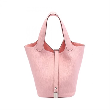 HERMES Picotin Lock PM Hand bag W Taurillon Clemence Rose sakura Used SHW