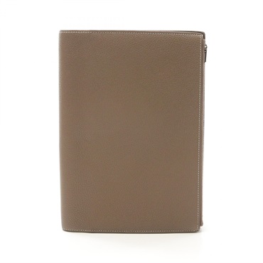 HERMES EA Zip A5 Notebook cover Y Togo leather Etoupe Grey Used SHW