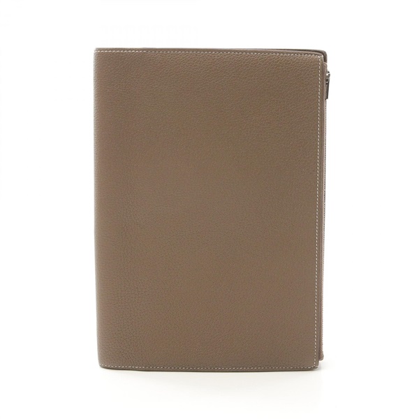 HERMES EA Zip A5 Notebook cover Y Togo leather Etoupe Grey Used SHW