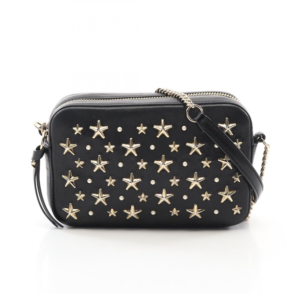 JIMMY CHOO Crossbody Shoulder Bag P4H3VQ leather Black Used Women