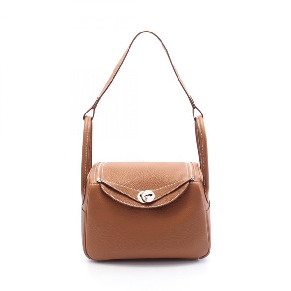 HERMES Lindy 26 Shoulder Bag K Taurillon Clemence Gold Used SHW