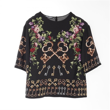 DOLCE & GABBANA Blouse F8G56T silk Black Multicolor Size 38 Used Women