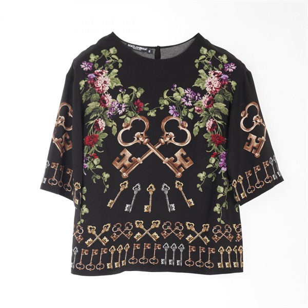 DOLCE & GABBANA Blouse F8G56T silk Black Multicolor Size 38 Used Women