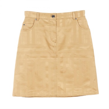 HERMES Sellier button skirt #34 mini Clou de Selle cotton Beige Used