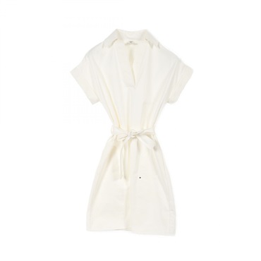 HERMES Sellier button Dress short sleeves #34 mini cotton White Used