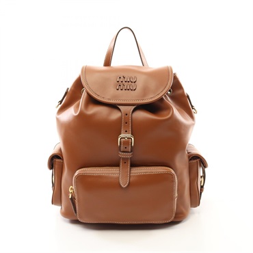 Miu Miu Rucksack Backpack bag 5BZ042 leather Brown cognac Used
