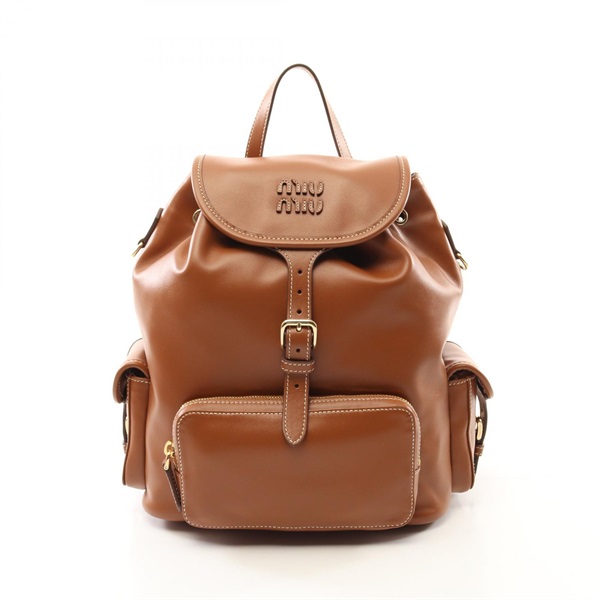 Miu Miu Rucksack Backpack bag 5BZ042 leather Brown cognac Used