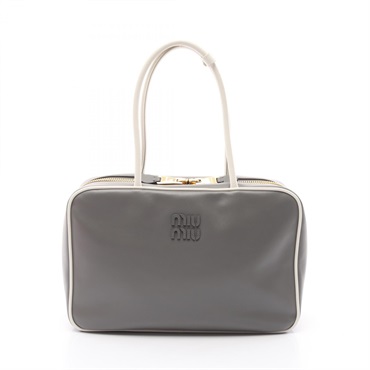 Miu Miu Large Leather Beau hand Shoulder Bag leather Gray White Used