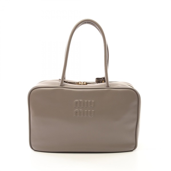 Miu Miu beau Hand bag 5BB117 leather Beige sand Used