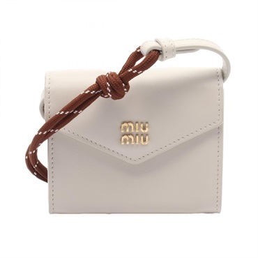 Miu Miu coin purse compact wallet shoulder leather White Used Women