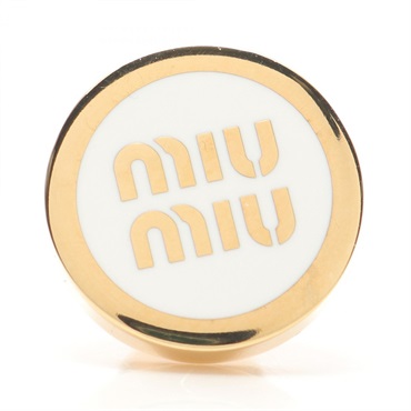 Miu Miu Brooch 5IS116 Gold Plated White logo Used Women