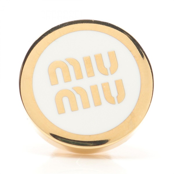 Miu Miu Brooch 5IS116 Gold Plated White logo Used Women