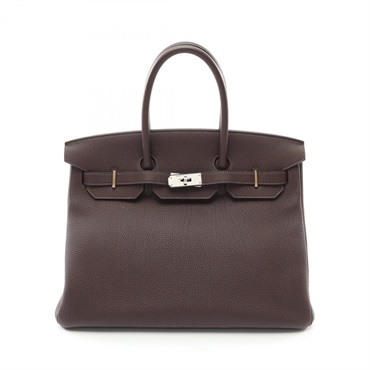 HERMES Birkin 35 Handbag Togo leather Brown Chocolat Used Women C SHW