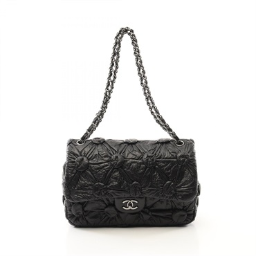 CHANEL COCO Mark chain Shoulder Bag A58600 leather Black Used SHW CC