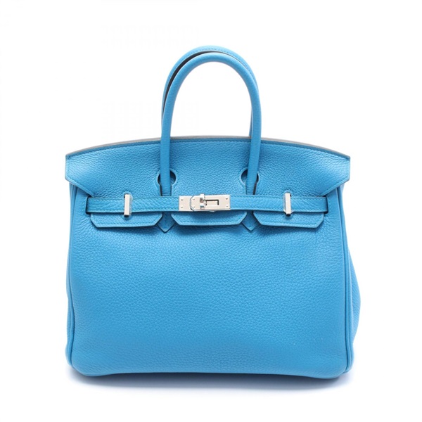 HERMES Birkin 25 Hand bag A Togo leather Blue zanzibar Used SHW