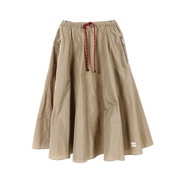 Miu Miu Drawstring Skirt MG2250 Polyester Beige #36 Used Women