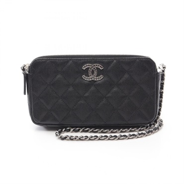 CHANEL Matelasse chain Shoulder crossbody Bag purse AP3837 leather Black SHW