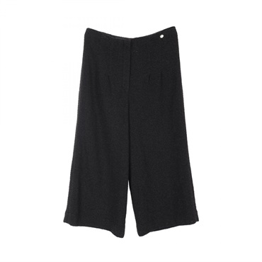 CHANEL COCO Mark Pants #36 trousers pantalon P56332 Fabric Black Used tweed