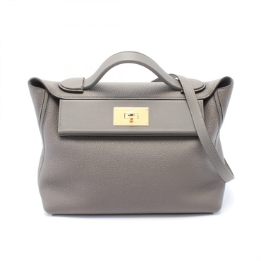 HERMES 24/24 Van Quatre 29 2way Handbag Togo Swift leather Gray Etain Used U GHW