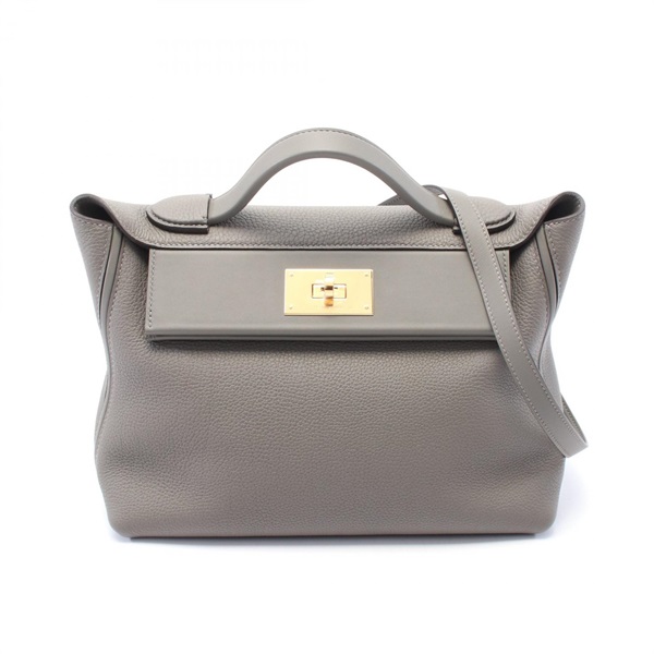 HERMES 24/24 Van Quatre 29 2way Handbag Togo Swift leather Gray Etain Used U GHW
