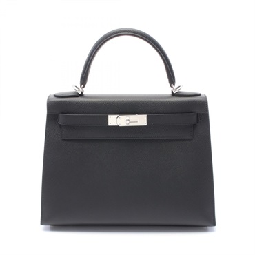HERMES Kelly 28 Hand shoulder bag K outside stitched Epsom leather Black SHW