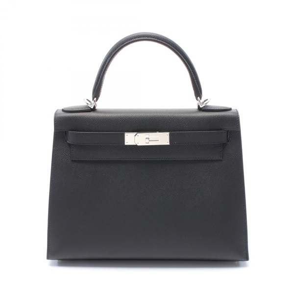 HERMES Kelly 28 Hand shoulder bag K outside stitched Epsom leather Black SHW