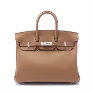 HERMES Birkin 25 Verso Hand bag W Swift leather Alezan Beige marfa SHW