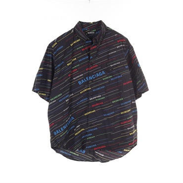 BALENCIAGA Shirts tops 556869 cotton Black Multicolor Used mens size 38