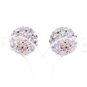 Christian Dior Pierced earrings Stainless Steel Rhinestone Pink Purple Used CD
