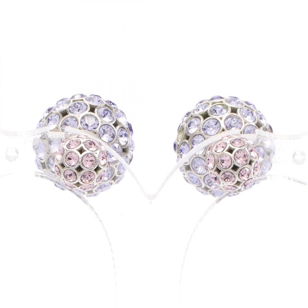 Christian Dior Pierced earrings Stainless Steel Rhinestone Pink Purple Used CD