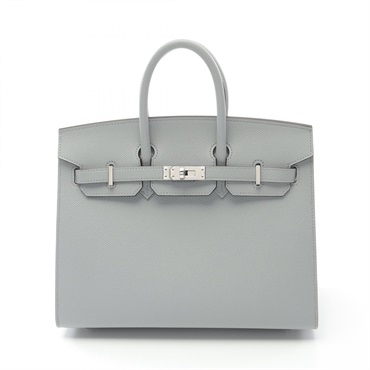 HERMES Birkin 25 Sellier Hand bag K Epsom leather Blue glacier SHW