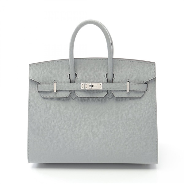 HERMES Birkin 25 Sellier Hand bag K Epsom leather Blue glacier SHW