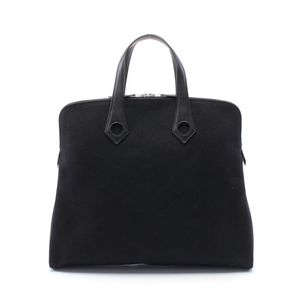 HERMES Sack Eboo MM Handbag canvas leather Black Used Women J SHW MM