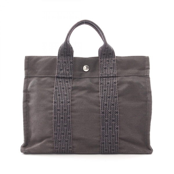 HERMES Herline PM Hand Tote Bag Nylon Canvas Gray SHW Used Unisex