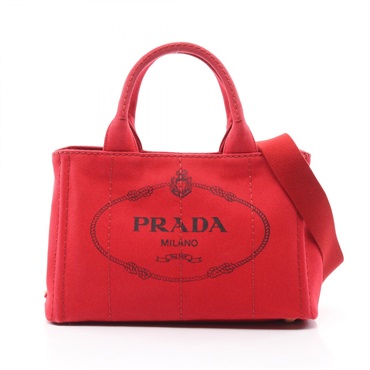 PRADA CANAPA Tote 2way shoulder crossbody Bag 1BG439 canvas Red Used