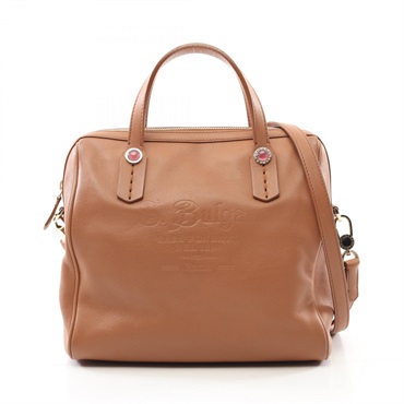 BVLGARI Colezione 2way shoulder Handbag leather Brown Used Women crossbody