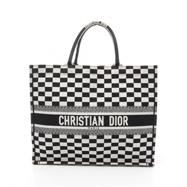 Christian Dior Large BOOK TOTE Bag 50-MA-0128 Canvas jacquard Black White Used