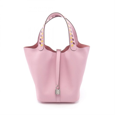 HERMES Picotin lock MM Tresage Tote Handbag D Epsom leather Mauve sylvestre SHW