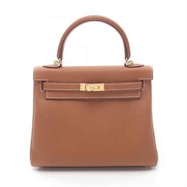 HERMES Kelly 25 Hand shoulder bag inside stitched Togo leather Gold GHW