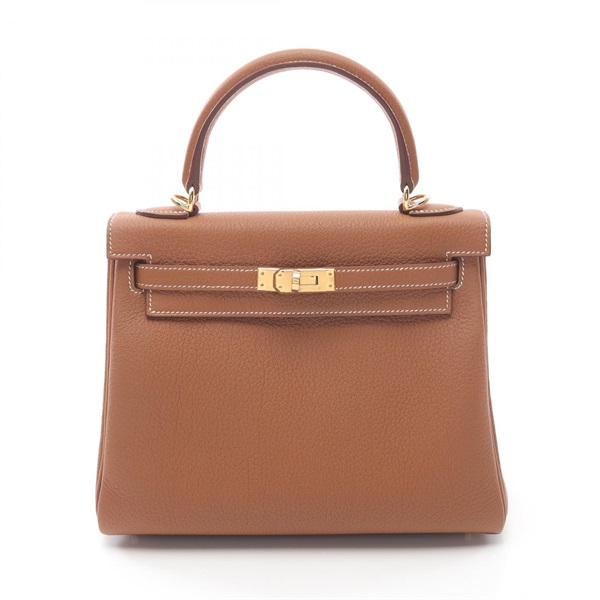HERMES Kelly 25 Hand shoulder bag inside stitched Togo leather Gold GHW
