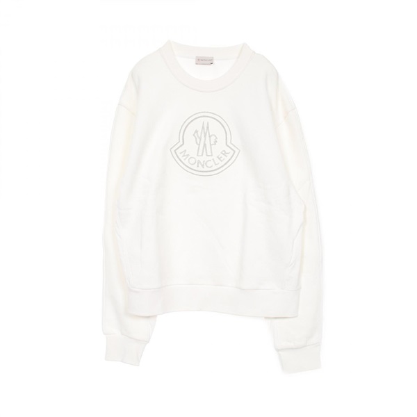 MONCLER Logo sweat Pullover 8G00028 cotton Nylon White #M Used Women