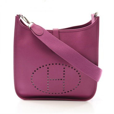 HERMES Evelyne 2 GM Shoulder Bag H Epsom Cyclamen Used SHW