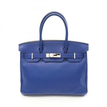 HERMES Birkin 30 Handbag O Swift leather Blue electric Used Women SHW