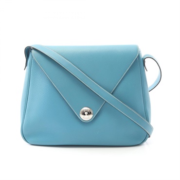 HERMES Christine Shoulder Bag C Taurillon Clemence leather Blue jean Used SHW