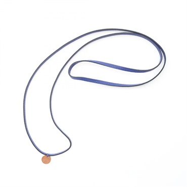 HERMES Petite H Lanieres long Necklace 96cm Epsom Blue electric Brown Used